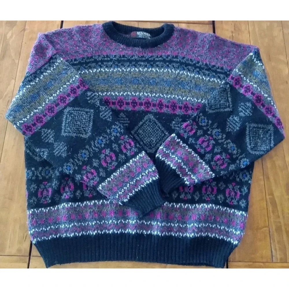Vintage Sweater XL Biggie Cosby Colorful Heavyweight 3-D chunky Coogi Style